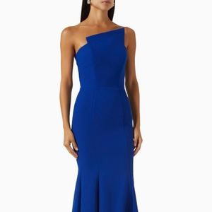 Nicole Bakti Asymmetrical Neckline Strapless Dress